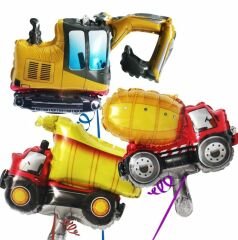 3lü Mini İnşaat Arabaları Folyo Balon