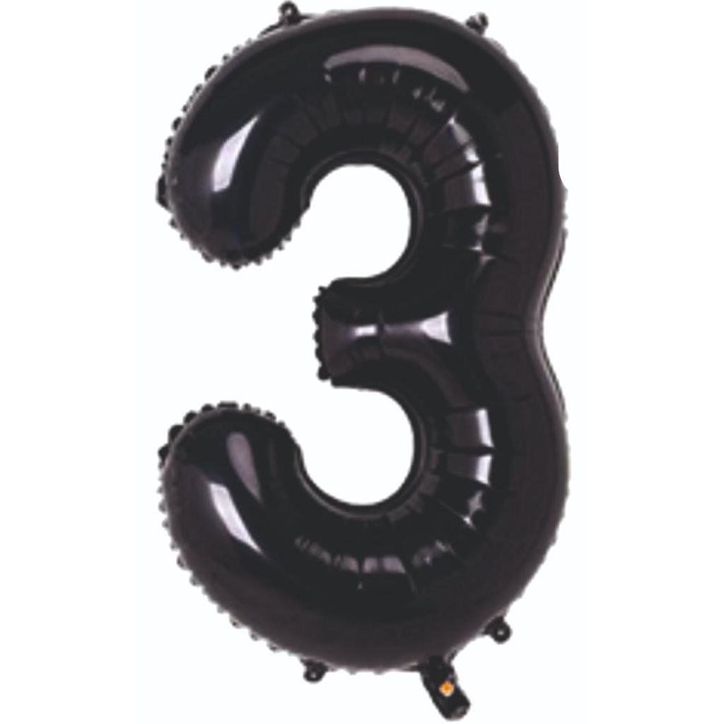 3- RAKAM 34'' SİYAH RENK BALON 76 CM