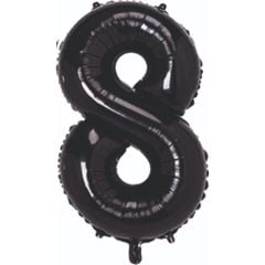 8- RAKAM 34'' SİYAH RENK BALON 76 CM