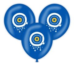 12'' Koyu Mavi Nazar Baskılı Balon 25’li