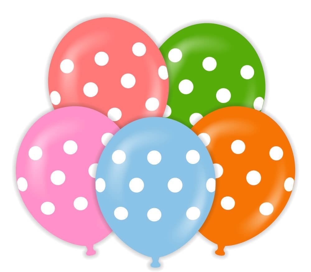 12'' Karışık Puantiye Baskılı Balon 25’li