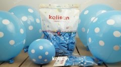 12'' Mavi Puantiye Baskılı Balon 25'li