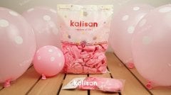 12'' Pembe Puantiye Baskılı Balon 25'li