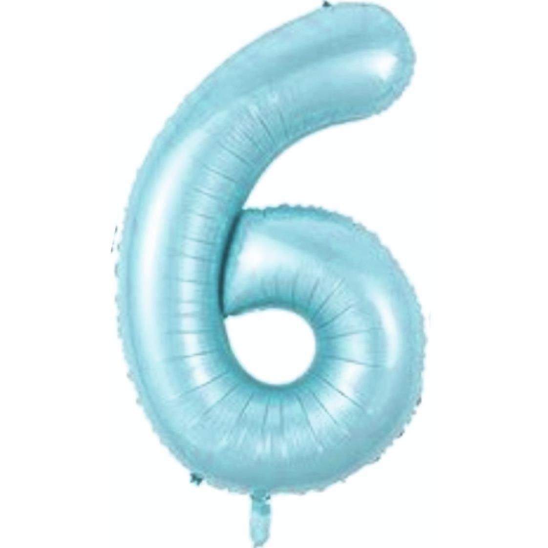 6- RAKAM 34'' MAVİ RENK BALON 76 CM