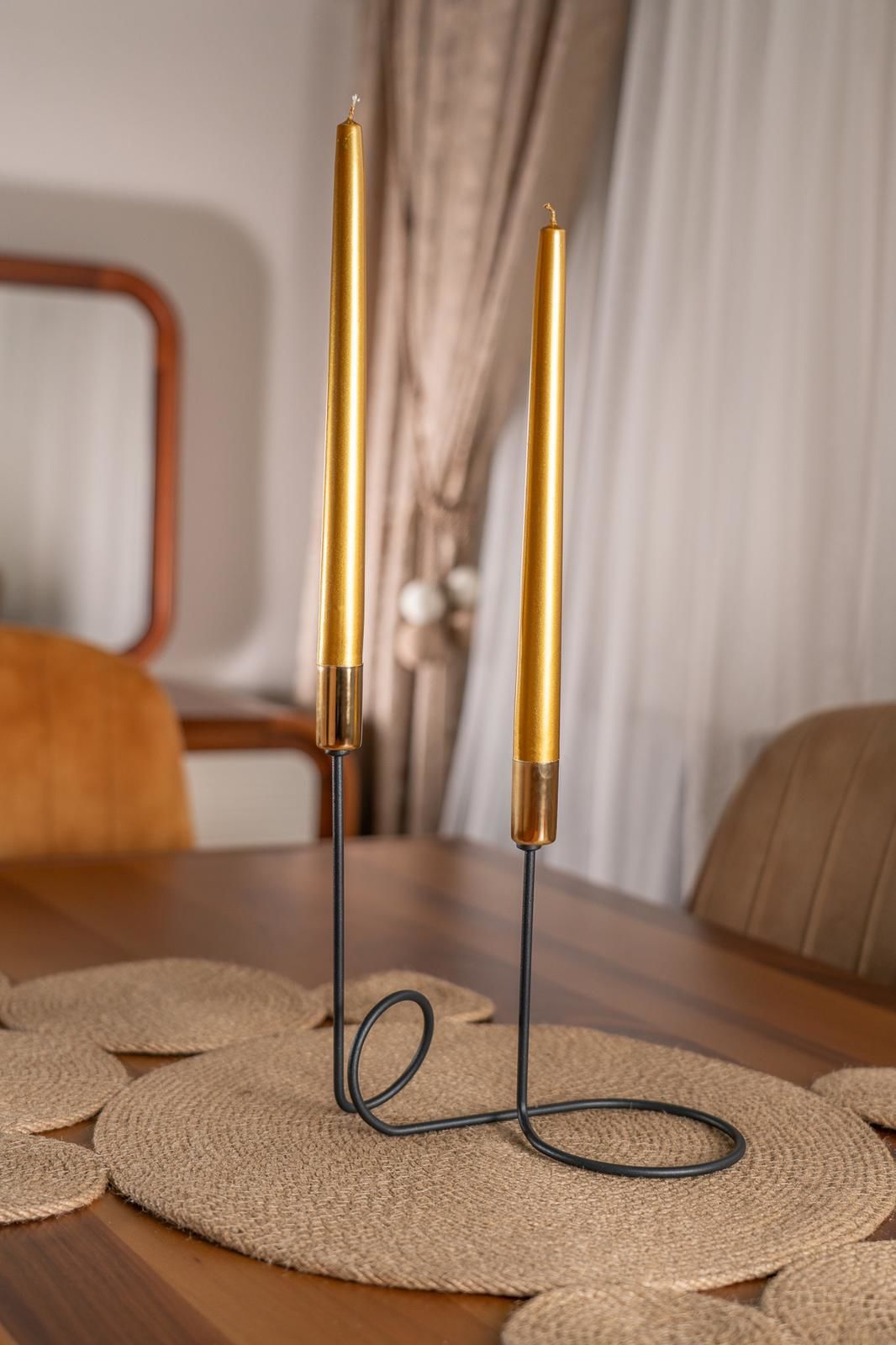 Metalik Altın Şamdan Mumu 25cm 10'lu