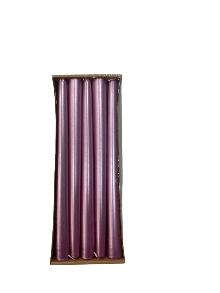 Metalik Pembe Şamdan Mumu 25cm 10'lu