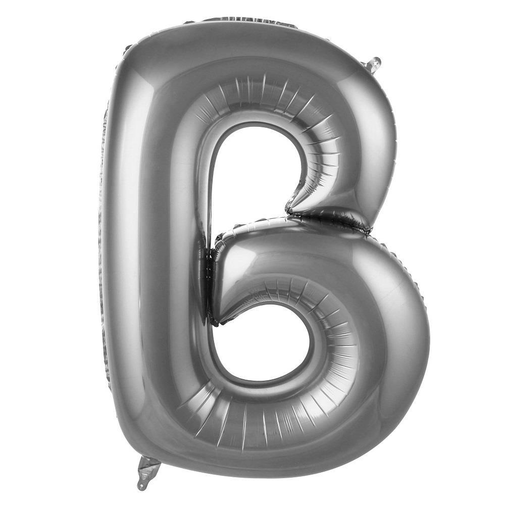 B- HARF 40'' GÜMÜŞ RENK BALON 100 CM