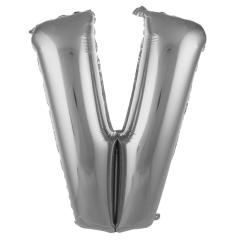 V- HARF 34'' GÜMÜŞ RENK BALON 76 CM