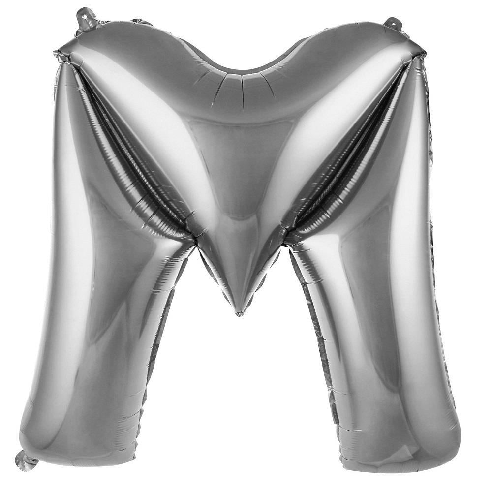 M- HARF 34'' GÜMÜŞ RENK BALON 76 CM