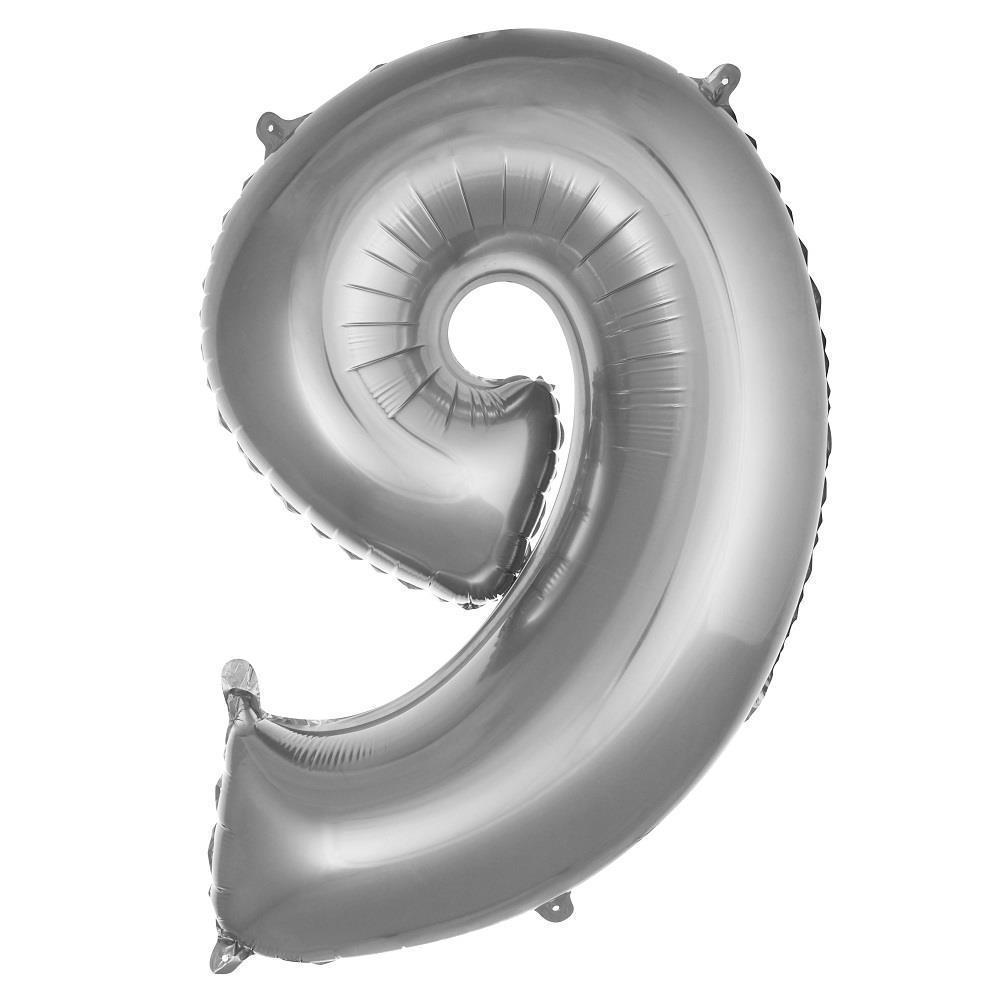 9- RAKAM 40'' GÜMÜŞ RENK BALON 100 CM