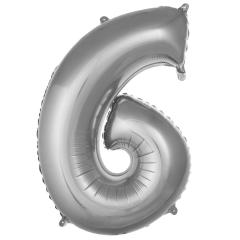 6- RAKAM 40'' GÜMÜŞ RENK BALON 100 CM