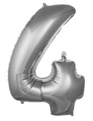 4- RAKAM 40'' GÜMÜŞ RENK BALON 100 CM