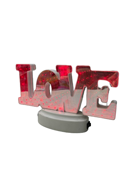 Aynalı Dekor Love Kırmızı Pilli
