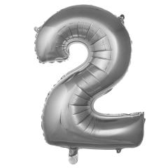 2- RAKAM 34'' Gümüş RENK BALON 76 CM