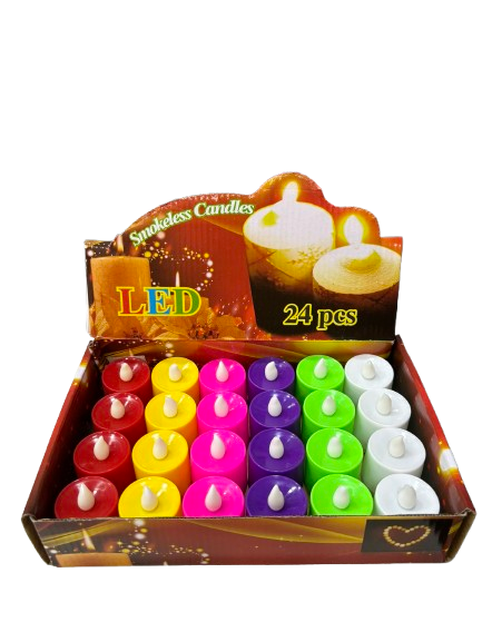 Pilli Renkli Tealight Mum 24'lü