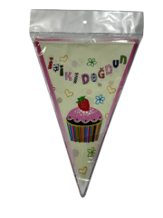 İyiki Doğdun Pembe Cup Cake Üçgen Flama