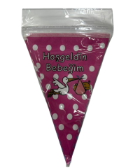 Hoşgeldin Bebeğim Pembe Üçgen Flama