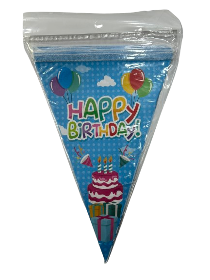 Happy Birthday Mavi Üçgen Flama