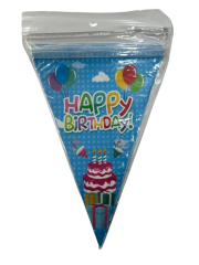 Happy Birthday Mavi Üçgen Flama