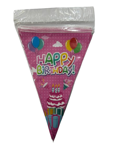 Happy Birthday Pembe Üçgen Flama