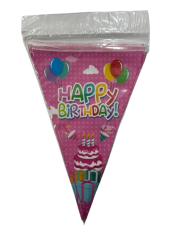 Happy Birthday Pembe Üçgen Flama