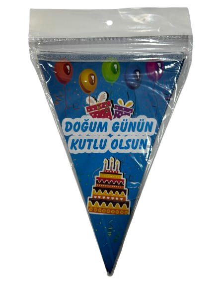Doğum Günün Kutlu Olsun Mavi Üçgen Flama