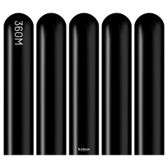 360M Pastel Siyah Sosis Balon (Black) 50'li Nozzle Up