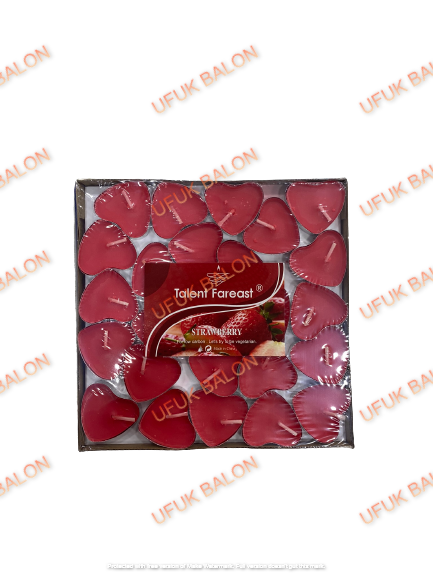Kırmızı Kalp Tealight Mum 50'li