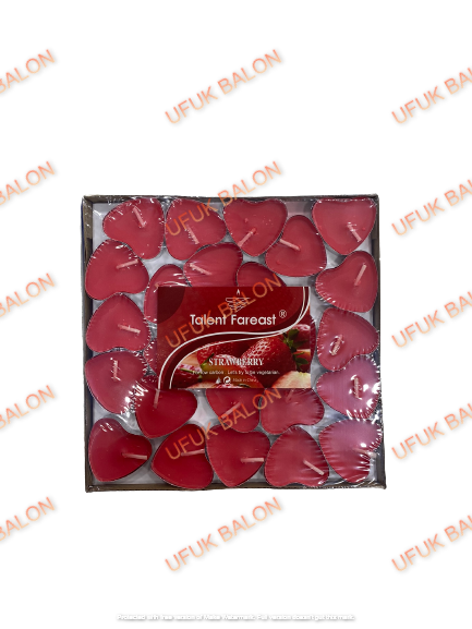 Kırmızı Kalp Tealight Mum 50'li