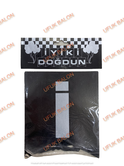 İyiki Doğdun Siyah Temalı Uzar Yazı