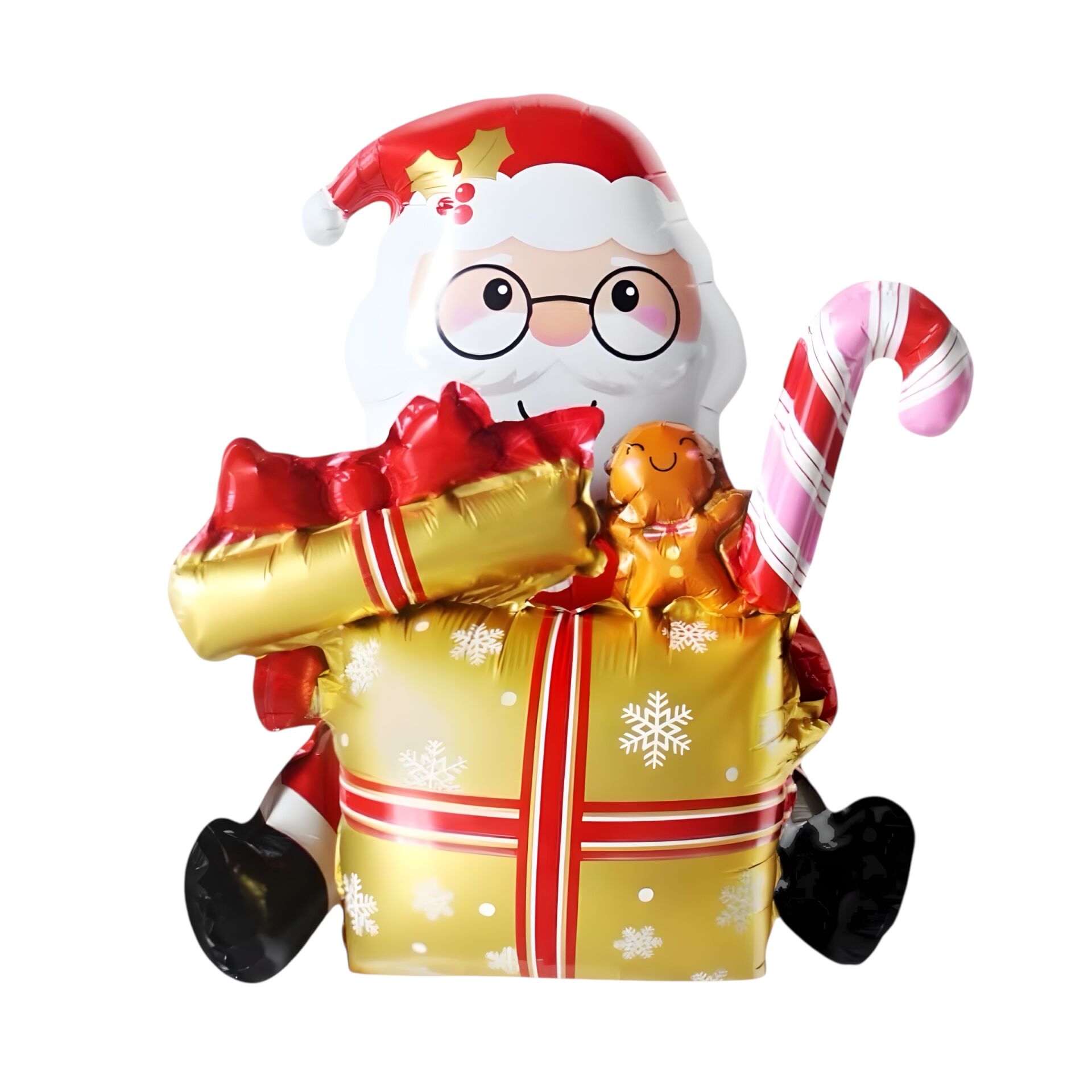 Hediye Kutulu Noel Baba Folyo Balon 102x63