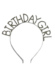 Taşlı Birthday Girl Gümüş Taç