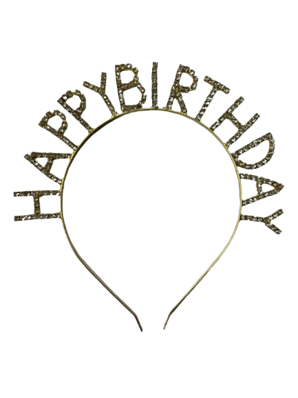 Taşlı Happy Birthday Altın Taç