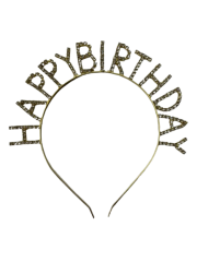 Taşlı Happy Birthday Altın Taç