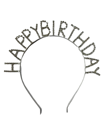 Taşlı Happy Birthday Gümüş Taç