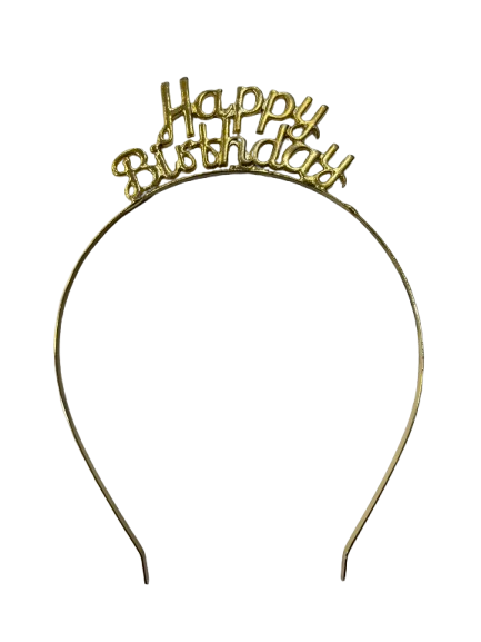 Metal Happy Birthday Altın Taç