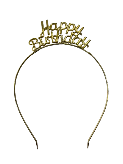 Metal Happy Birthday Altın Taç
