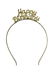 Metal Happy Birthday Altın Taç