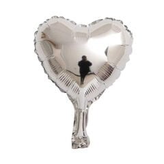 10'' Gümüş Kalp Folyo Balon 50'li
