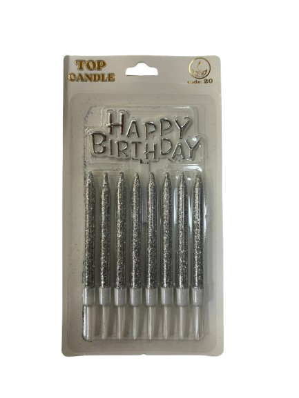 Simli Set Gümüş Mum