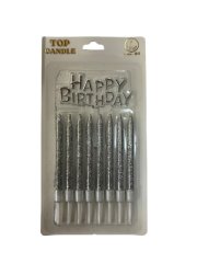 Simli Set Gümüş Mum