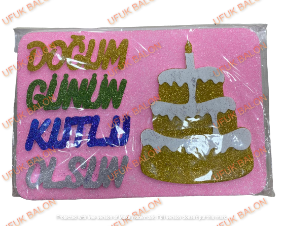 Pembe İyiki Doğdun Temalı Strafor Kapı Süsü