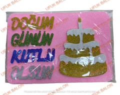 Pembe İyiki Doğdun Temalı Strafor Kapı Süsü
