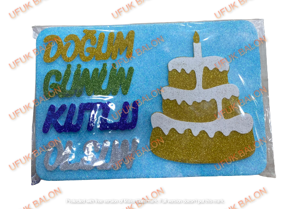 Mavi İyiki Doğdun Temalı Strafor Kapı Süsü