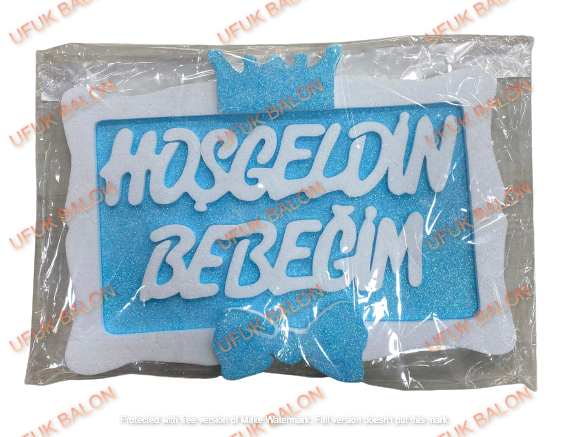 Mavi Bebek Temalı Strafor Kapı Süsü