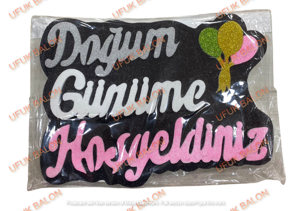 Siyah İyiki Doğdun Temalı Strafor Kapı Süsü