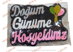 Siyah İyiki Doğdun Temalı Strafor Kapı Süsü