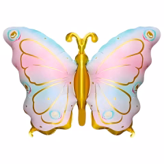 Pembe Altın Kelebek Folyo Balon 79x53