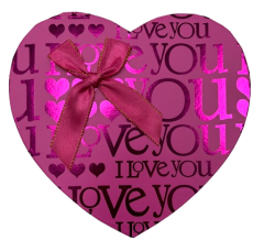 3'lü Fuşya Yazılı Kalp Kutu 20,5x20