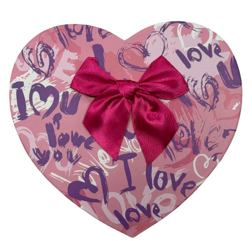 3'lü Açık Pembe Yazılı Kalp Kutu 20,5x20